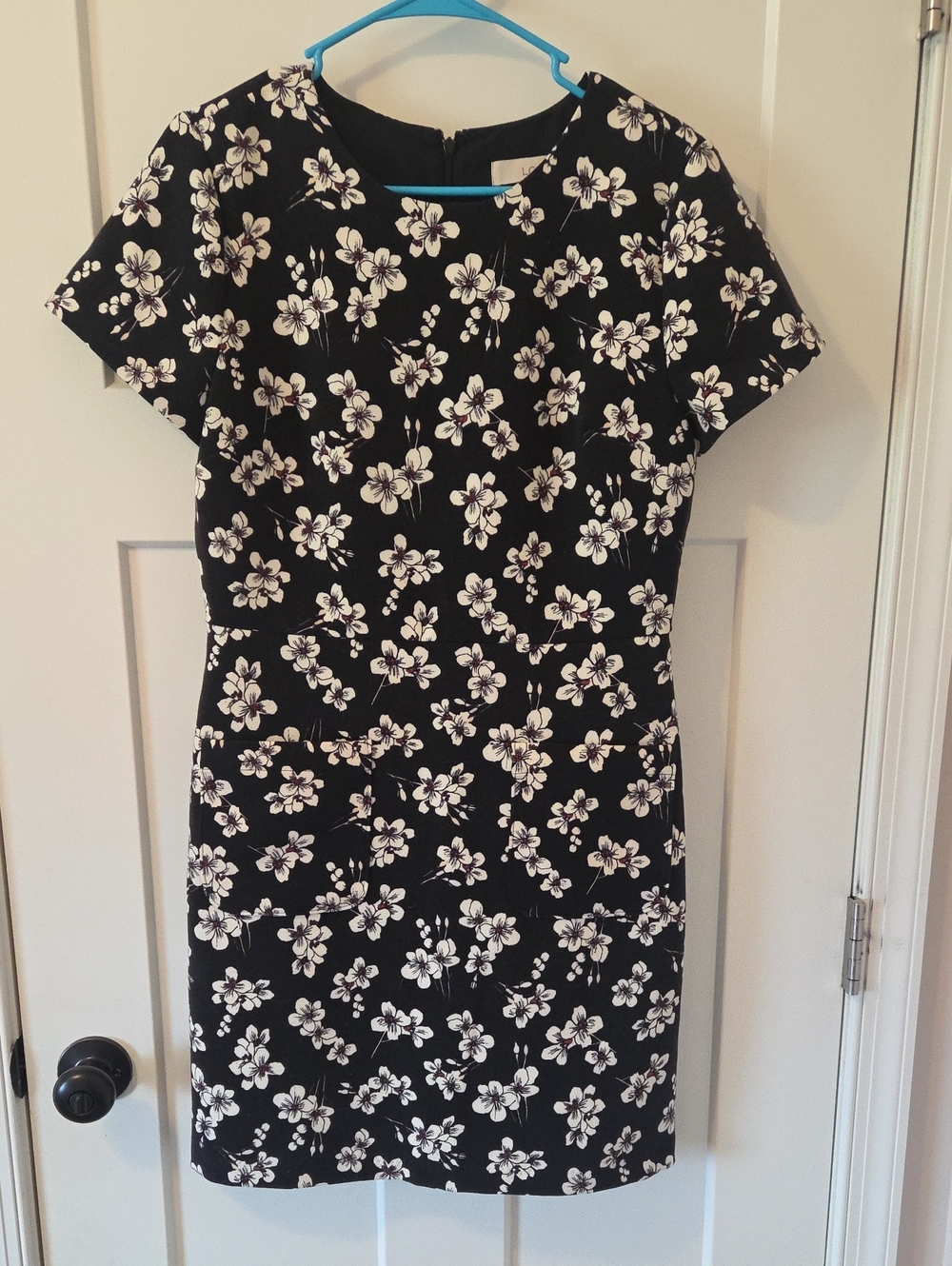 LOFT Black Floral Sheath Dress